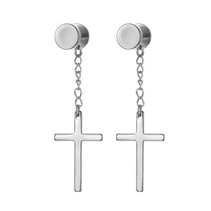Cross Chain Drop Earrings