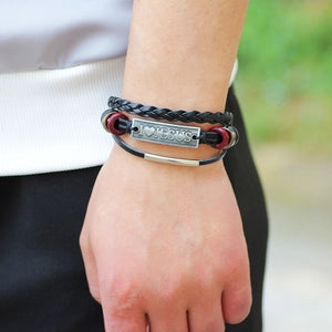 Multi Layer Leather Tri Band Bracelet