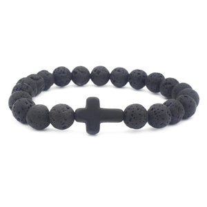 Lava Stone Cross Bracelet