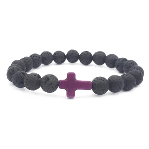 Lava Stone Cross Bracelet
