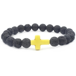 Lava Stone Cross Bracelet