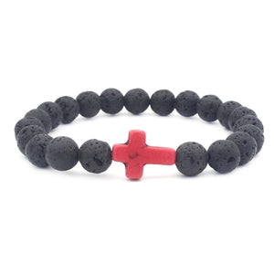 Lava Stone Cross Bracelet