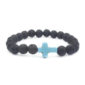 Lava Stone Cross Bracelet