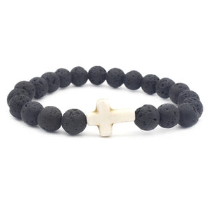 Lava Stone Cross Bracelet