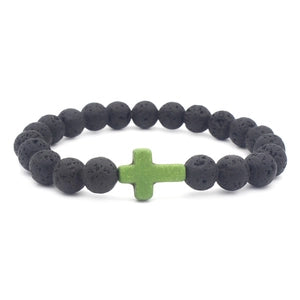 Lava Stone Cross Bracelet