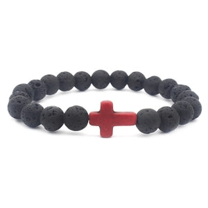 Lava Stone Cross Bracelet
