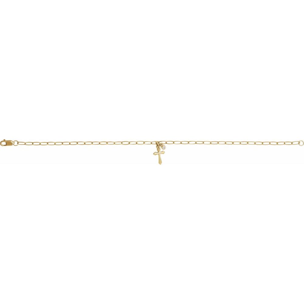 14K Yellow Gold Diamond Cross Charm Bracelet