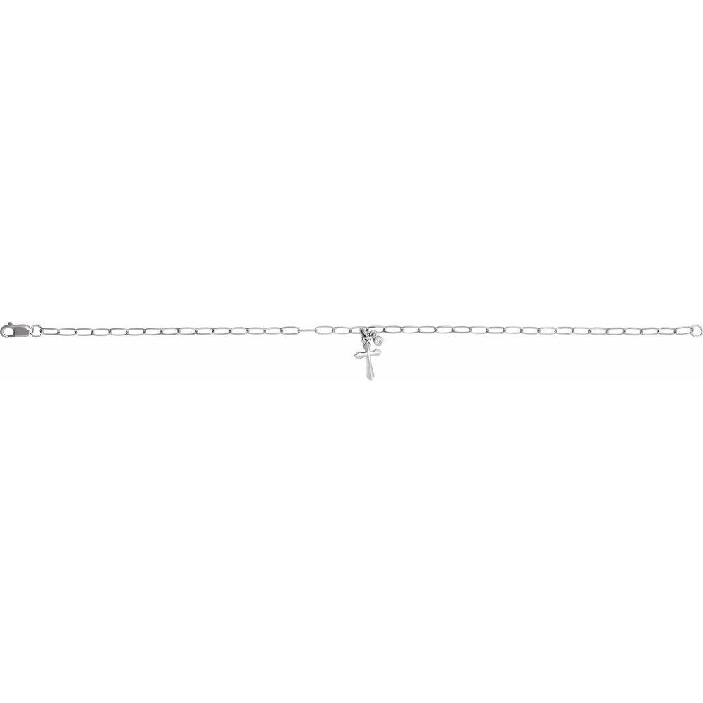 14K Yellow Gold Diamond Cross Charm Bracelet