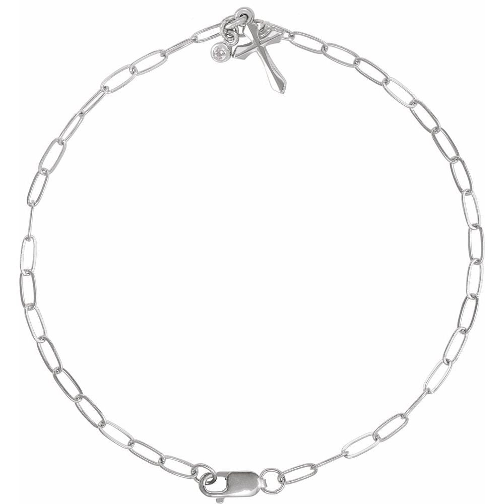 14K Yellow Gold Diamond Cross Charm Bracelet