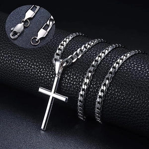 Cross Necklace with Cuban Chain