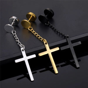 Cross Chain Drop Earrings
