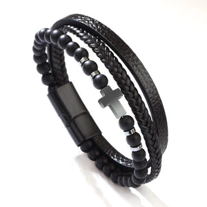 Multilayer Tri Band natural stone Bracelet
