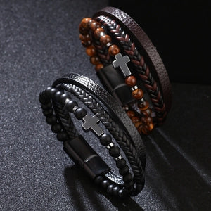 Multilayer Tri Band natural stone Bracelet