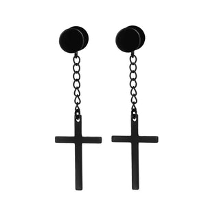 Cross Chain Drop Earrings