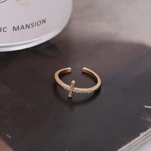 Luxury Cross Adjustable open Ring