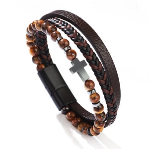Multilayer Tri Band natural stone Bracelet