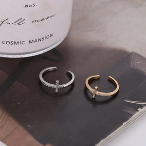 Luxury Cross Adjustable open Ring