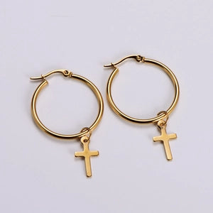 18K Gold Plated Cross Earrings