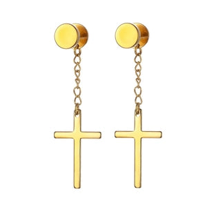 Cross Chain Drop Earrings