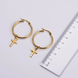 18K Gold Plated Cross Earrings