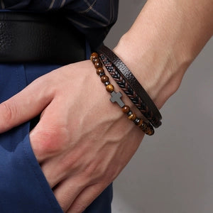 Multilayer Tri Band natural stone Bracelet