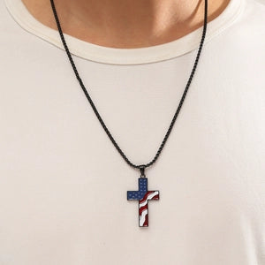 USA Flag Cross Necklace