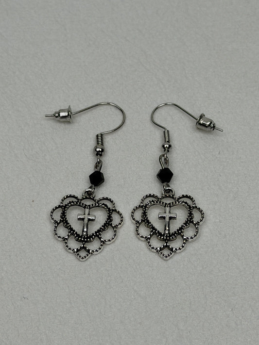 Heart Cross Earrings